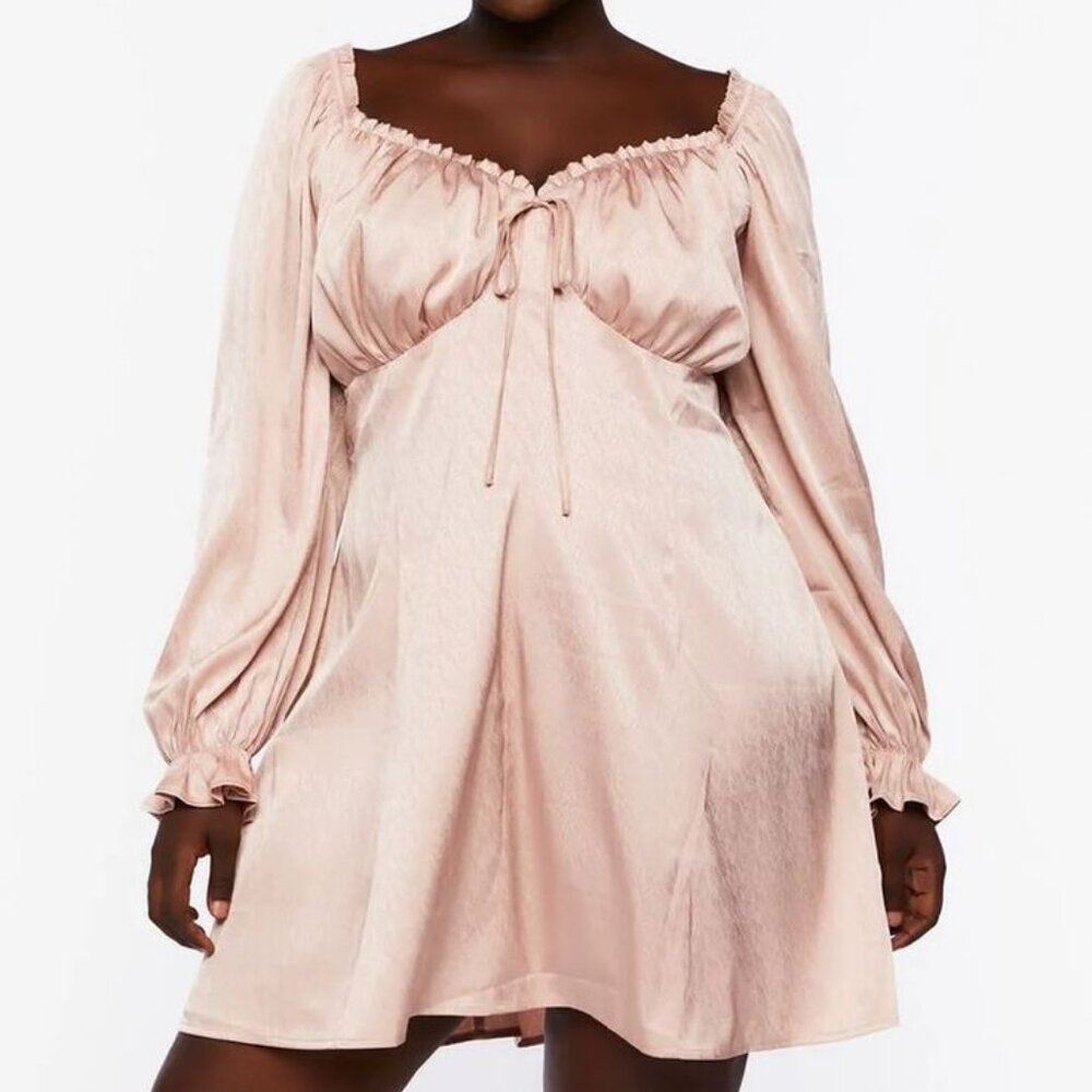 Excellent Condition, SZ 0X (see measurements) Satin Mini Dress, Shell Pink